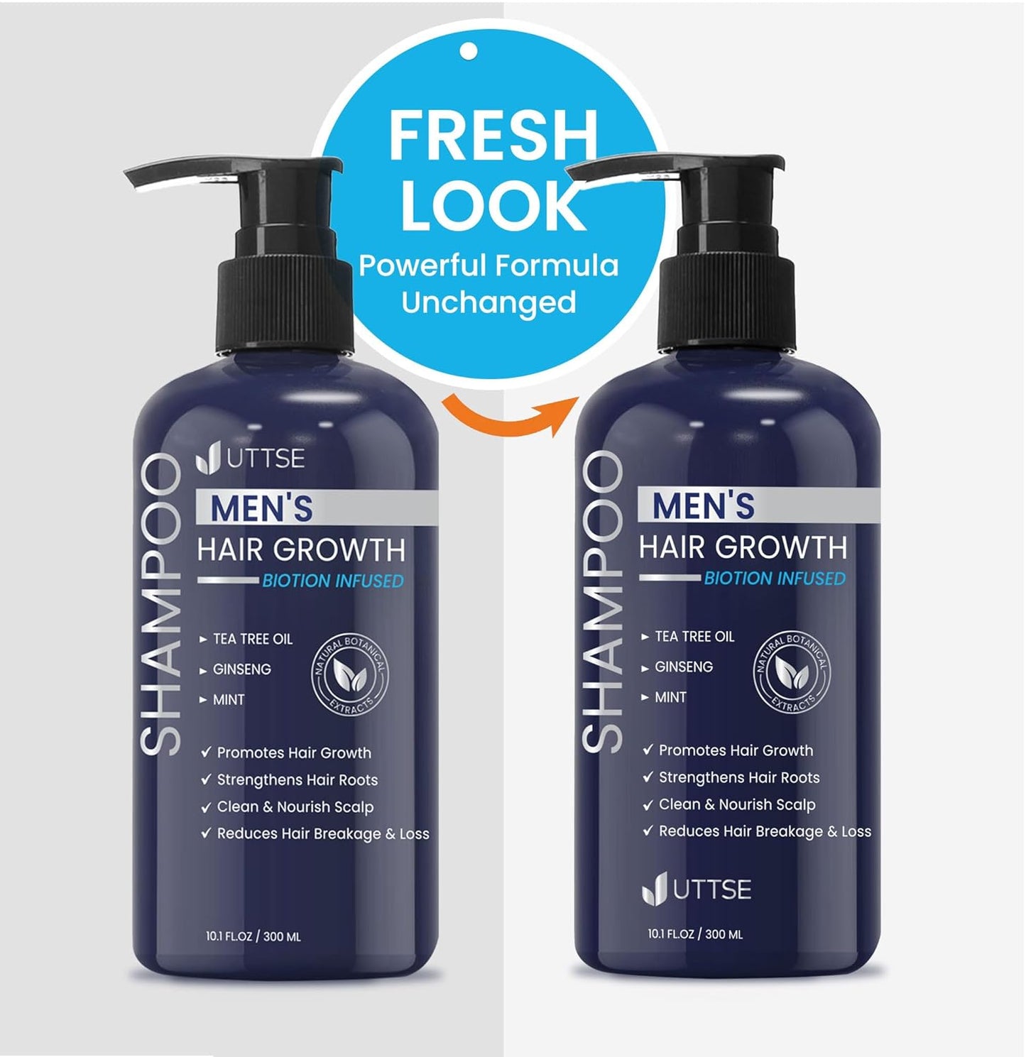 Uttse Biotion Hair Growth Shampoo - Natural Thickening Formula with Tea Tree Oil & Ginseng | 10.1 fl. oz, Dark Blue