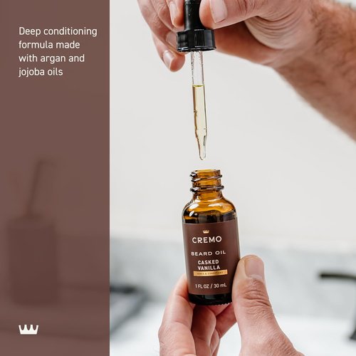 Cremo Beard Oil - Revitalizing Casked Vanilla, 1 Fl Oz | Restore Moisture & Soften Beard