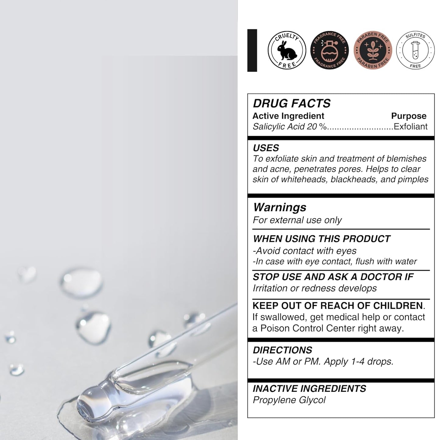 Skiennix 20% Salicylic Acid Serum - Powerful Two Ingredient Formula for Clear Skin | 2 fl oz