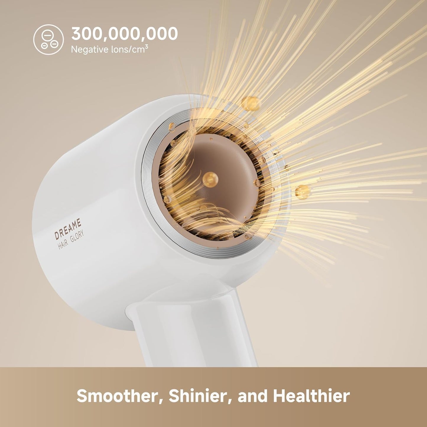 Dreame Glory Mix High-Speed Hair Dryer - Dual Voltage, 3 Magnetic Nozzles, Lightweight White Design