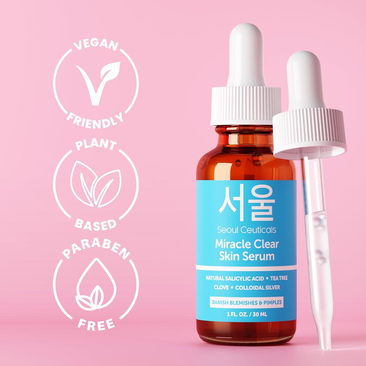 SeoulCeuticals Acne Serum - Rapid Action Skin Care Treatment with Salicylic Acid & Tea Tree | 1oz