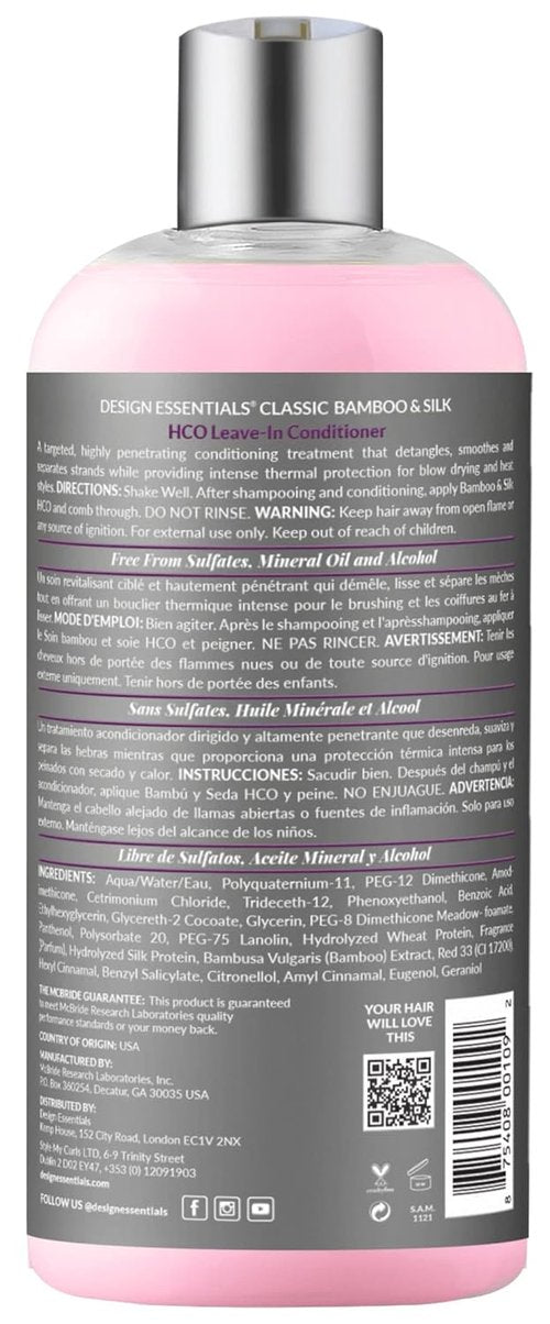 Design Essentials Leave-In Conditioner - Bamboo & Silk Thermal Protection for Natural Hair, 32 Oz