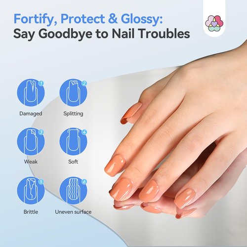 SAVILAND 3-in-1 Base & Top Coat & Nail Strengthener: 15ml Quick Air Dry Clear Nail Polish Nail Strengthener and Growth for Damaged Nails Nail Treatment Glossy Regular Nail Lacquer Women Gift