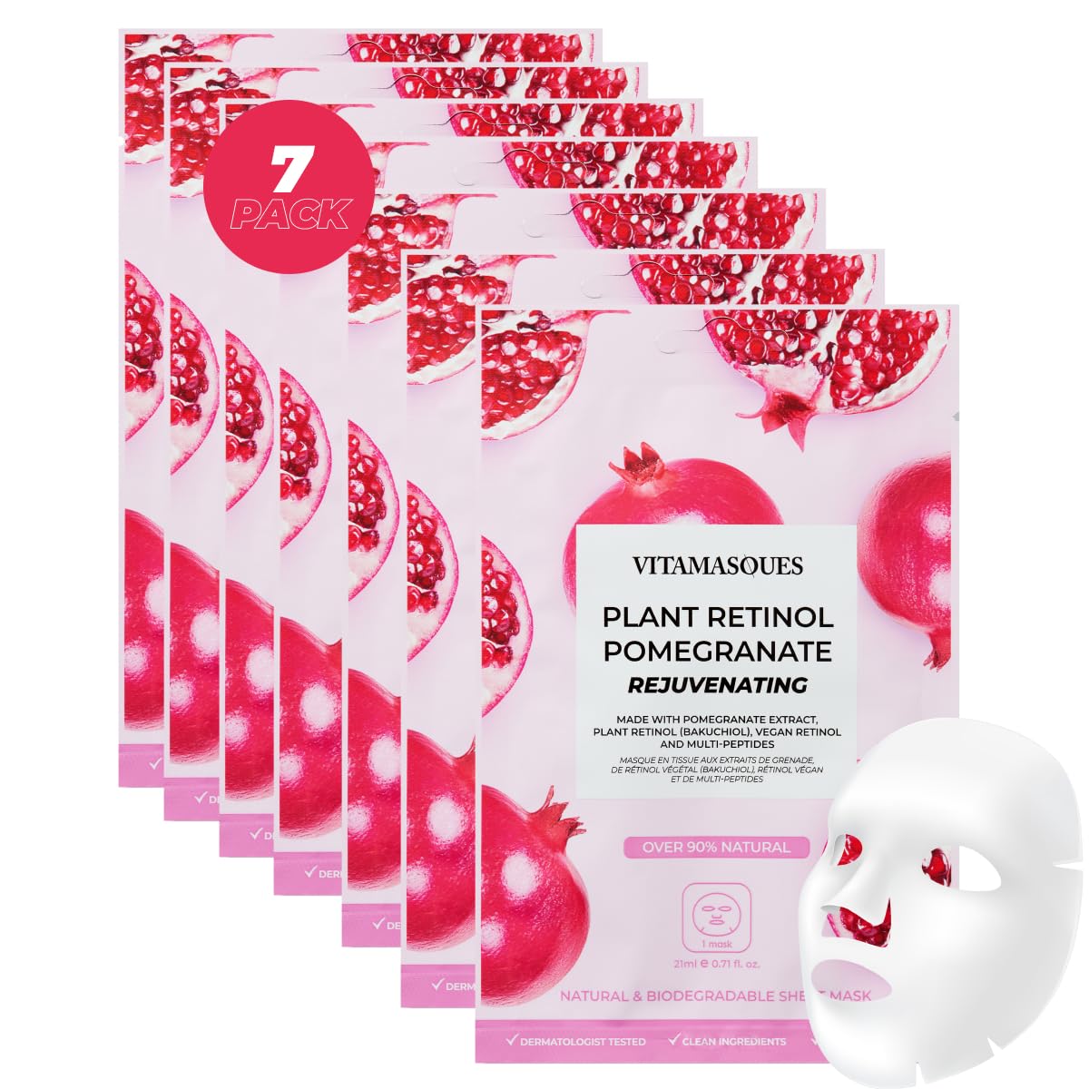 Vitamasques Probiotic Blackberry Face Sheet Mask Facial Mask Rebalances & Repairs Skin with Multi Molecular Hyaluronic Acid - Natural & Biodegradable - Mothers Day Gifts for Mom, Gift for Wife