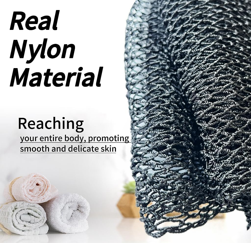 SPMKTBOZAI African Net Sponge - Authentic Exfoliating Bath Scrubber | Black, Real African Net Design