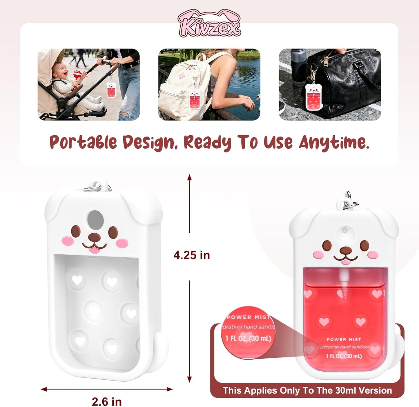 Touchland Dog Silicone Case - Cute Keychain Travel Cover for Hand Sanitizer Spray 1 FL Oz/30ML