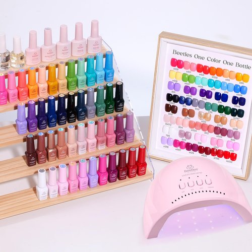 Beetles Gel Nail Polish Kit with U V Light - 45 Colors Gel Polish Set 75 Pcs One Color One Bottle Emotional Journey Kit with Top Base Coat Beauty Must Have Salon Manicure Gifts for Women Teen Girls