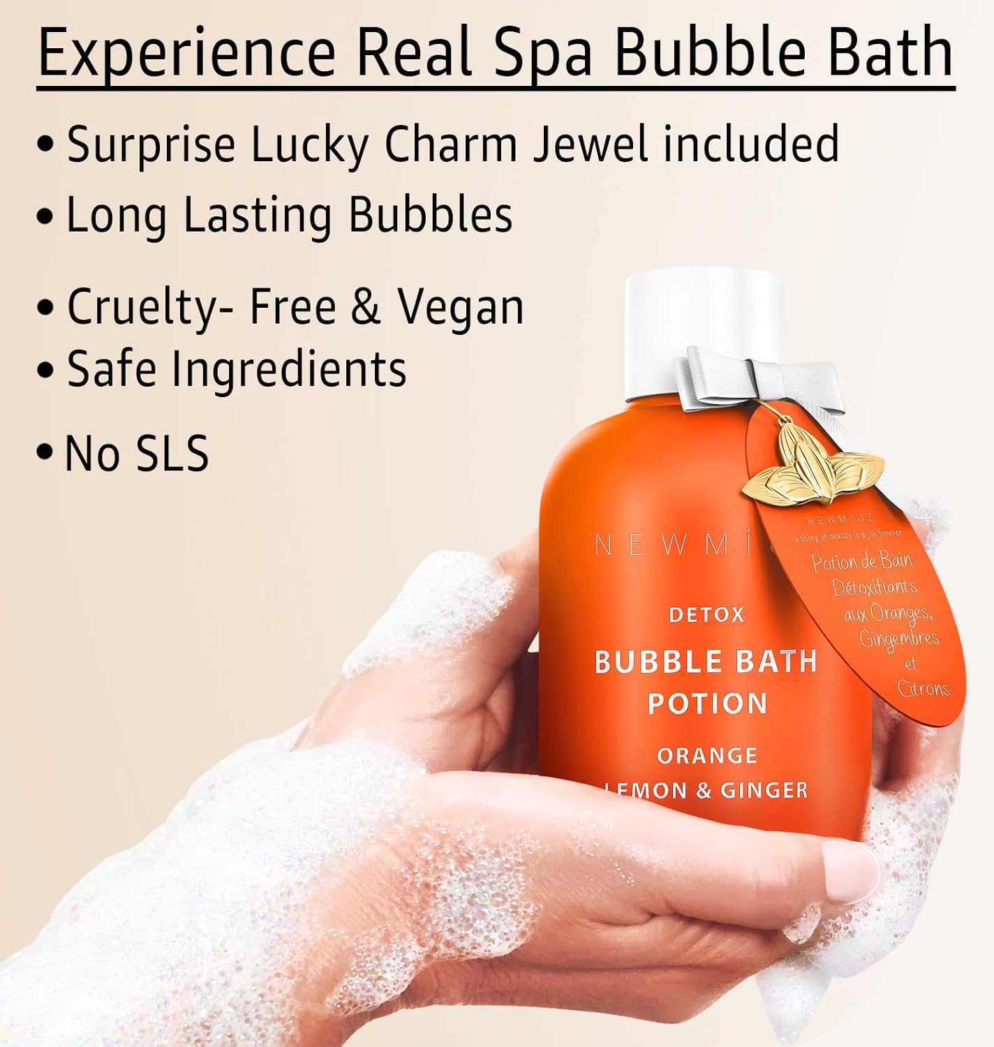 Skiennix Natural Detox Citrus Bubble Bath - Long-Lasting Foaming Soak with Essential Oils for Relaxation & Hydration