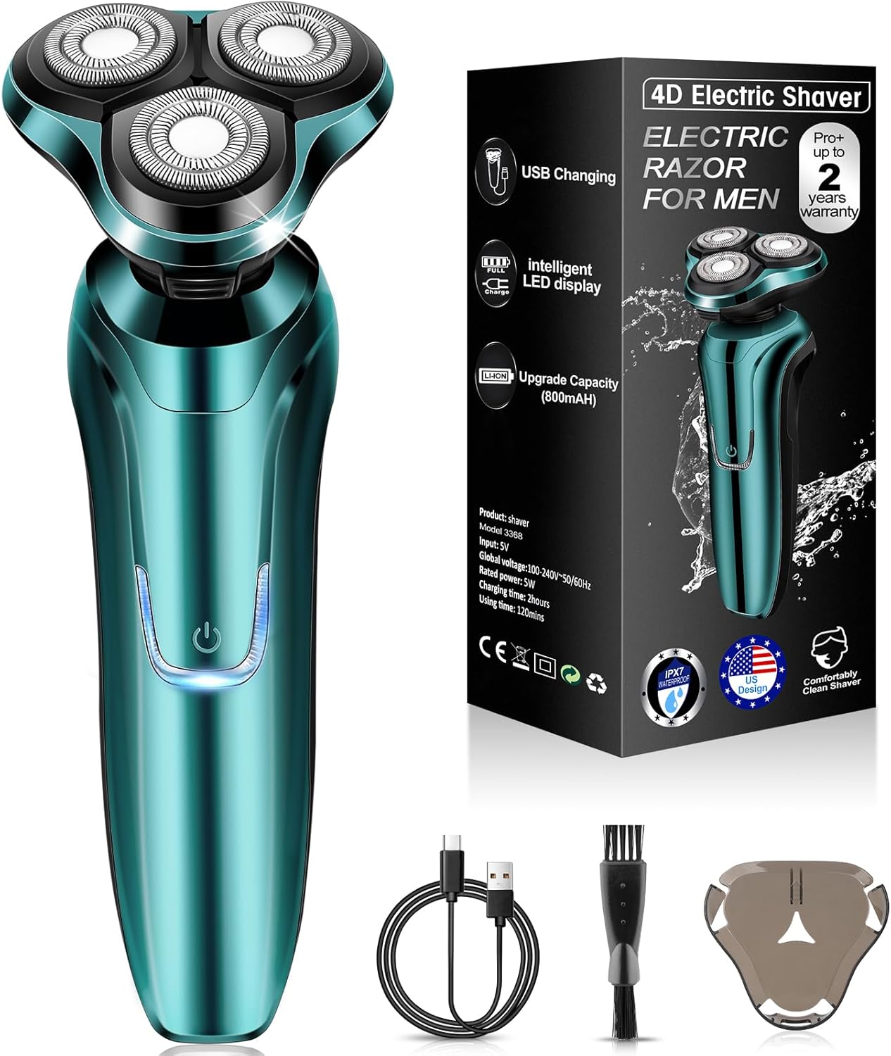 Skiennix Electric Razor for Men - Waterproof Rotary Shaver | Rechargeable Wet & Dry Travel Shaver