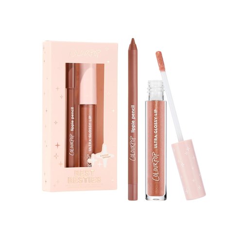 ColourPop Best Besties Lip Pencil & Gloss Duo - Shimmery Nude Shades for Definition & Shine | 2 Count