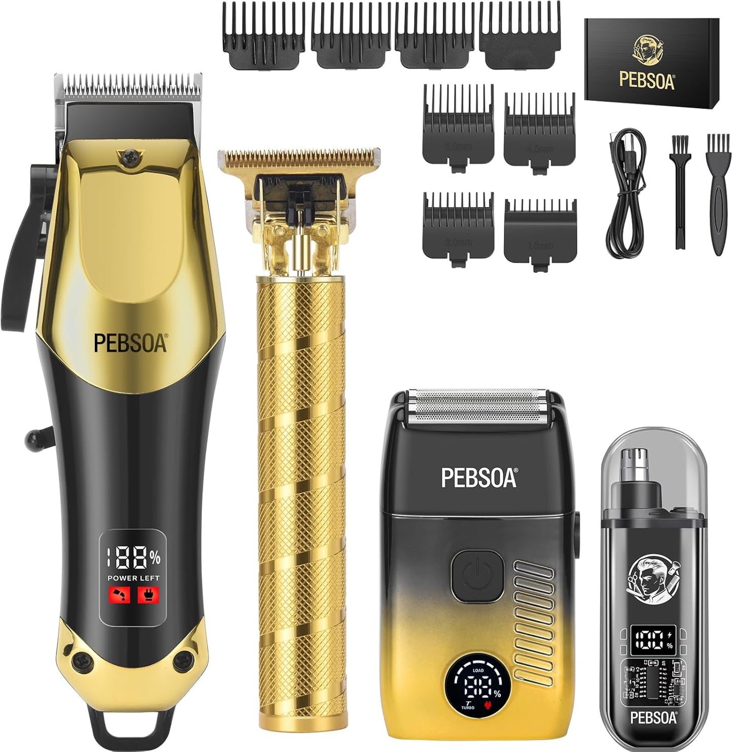 Skiennix Hair Clippers for Men - Cordless Grooming Set with LED Display & 4 Essential Tools