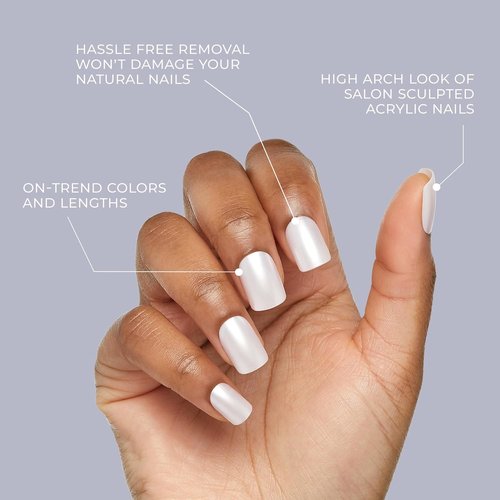 KISS Gel Fantasy Press-On Nails - 'Aim High' Black Squoval Shape | Includes 28 Nails & Glue