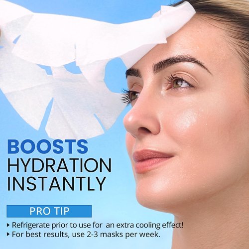 Ebanel Collagen Face Masks - 10 Pack of Hydrating Sheet Masks with Hyaluronic Acid & Vitamin C | Anti-Aging & Skin Firming