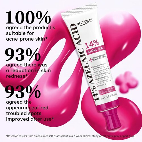 14% Azelaic Acid Acne Cream with Niacinamide & Centella,Azelaic Acid Facial Serum – Smooth & Even Skin Tone,Reduce Appearance of Blemishes,Dark Spots & Post-Acne Marks,Gentle Hydrating Formula,1.4oz