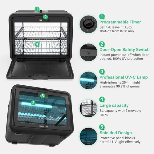 KING&DUKE 8-Liter UV Cabinet - Large Capacity Storage Box for Salon Tools & Home Use | Black