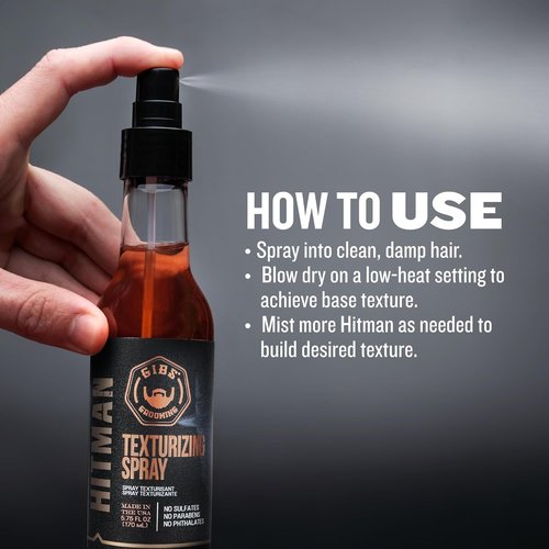 GIBS Grooming Hitman Texturizing Spray - 5 Fl Oz | Achieve Effortless Style & Volume
