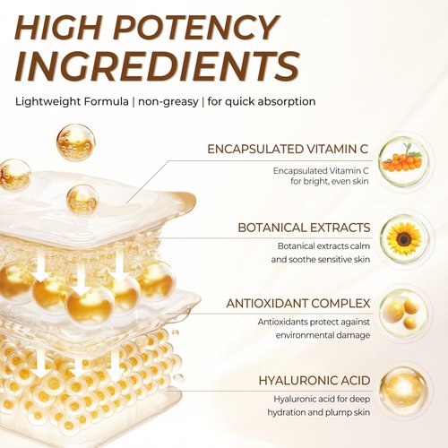 FIUMOT Deep Vitamin C Golden Capsule Hydrating Face Moisturizer, Antioxidant Protection, Lightweight Daily Skincare