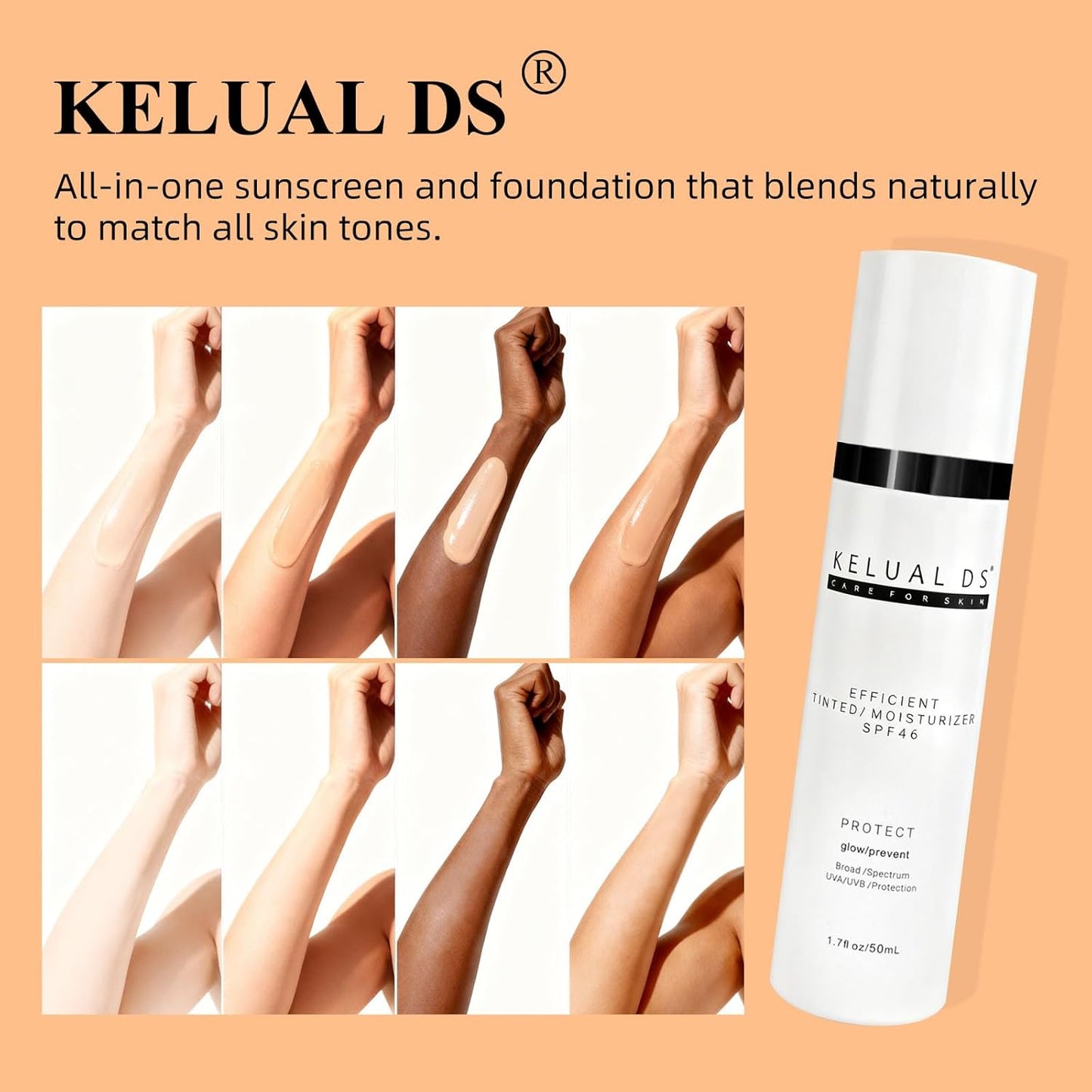 Skiennix Anti-Aging Tinted Face Moisturizer - Hydrating Sheer Sunscreen SPF 46 | 1.7oz/50ml