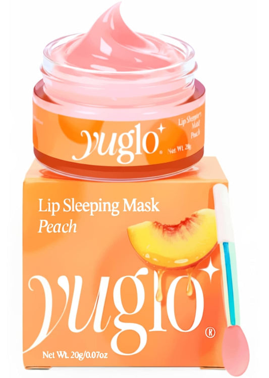 YUGLO Lip Sleeping Mask Peach - Hydrating Overnight Lip Moisturizer & Plumping Gloss Balm