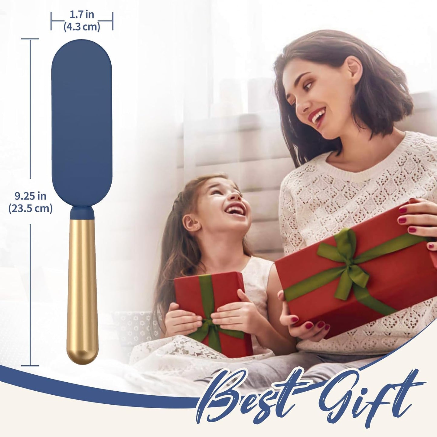 SHINLEA Slim Hair Brush - Soft Double Nylon Bristles for Deep Detangling & Massage | Luxury Gold Handle