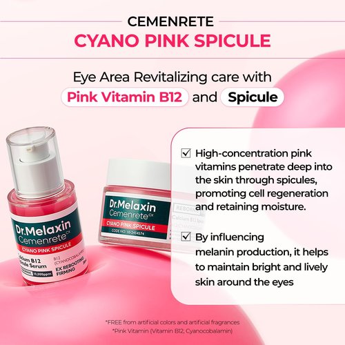 Dr. Melaxin Cyano Pink Spicule Cream - Dark Circle Treatment with Calcium & Vitamin B12, 1.69 fl. oz.
