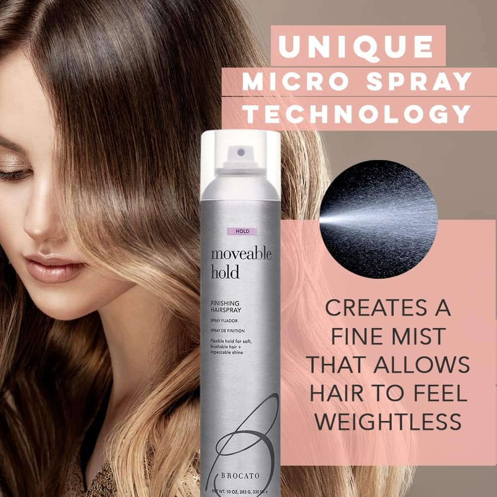 Brocato Moveable Hold Hairspray - 10oz | Exceptional Control & Brilliant Finish for All Hair Types