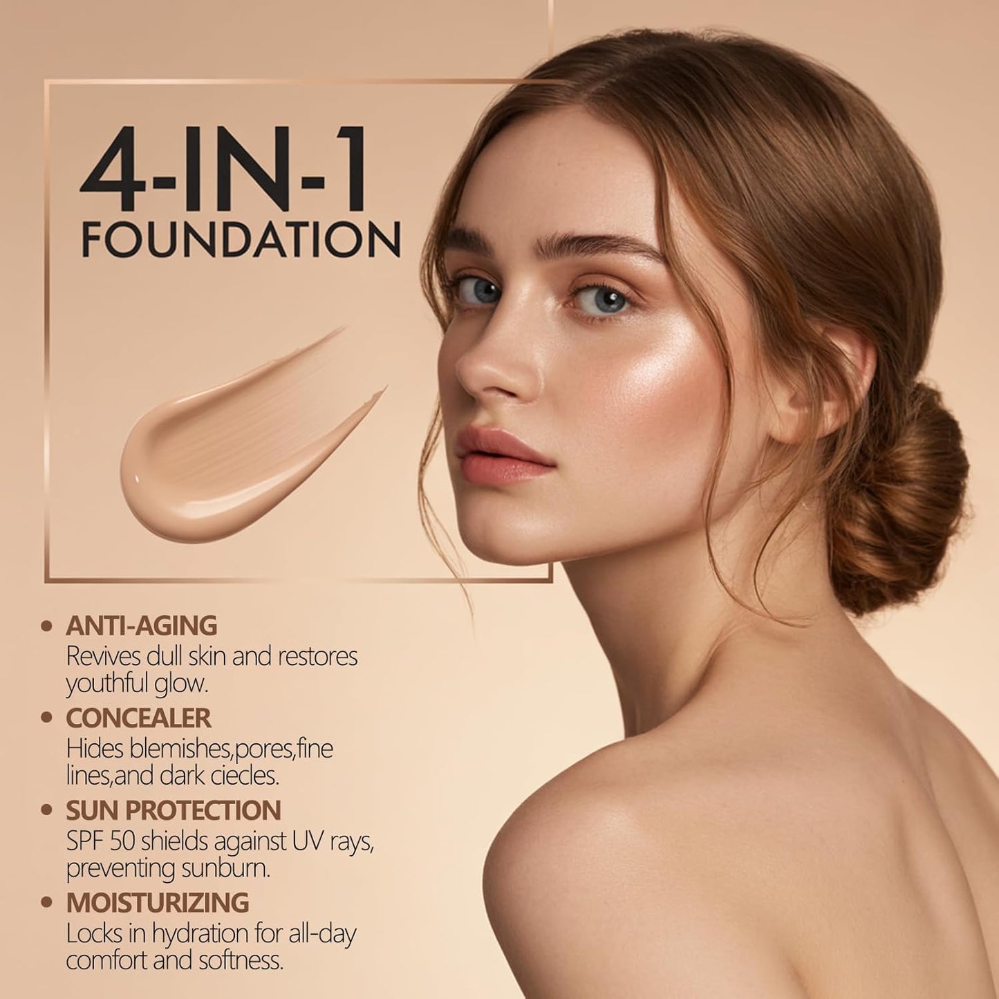 Skiennix 4-in-1 Color Changing Foundation - SPF 50 Adaptive Makeup Base for Perfect Skin Tone Match (#2 Neutral)
