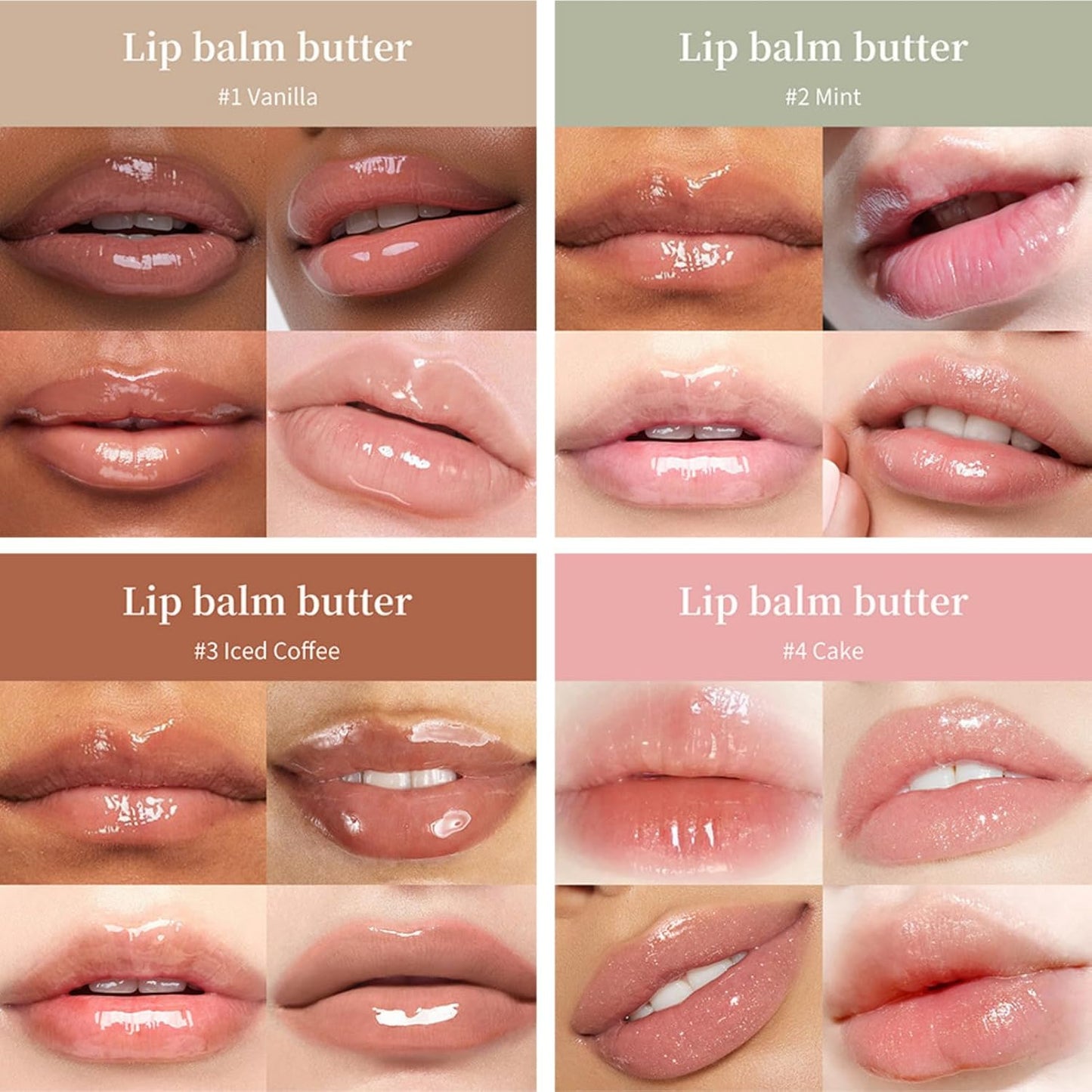 Skiennix 4-Pack Lip Balm Set | Hydrating Tinted Lip Butter & Moisturizing Gloss for Women