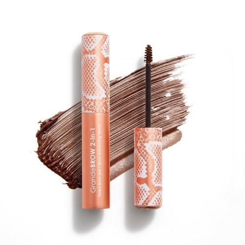 Grande Cosmetics GrandeBROW Tinted Brow Gel & Enhancing Serum - Thicker, Darker Eyebrows, Long Wear with Castor Oil & Mini Fibers