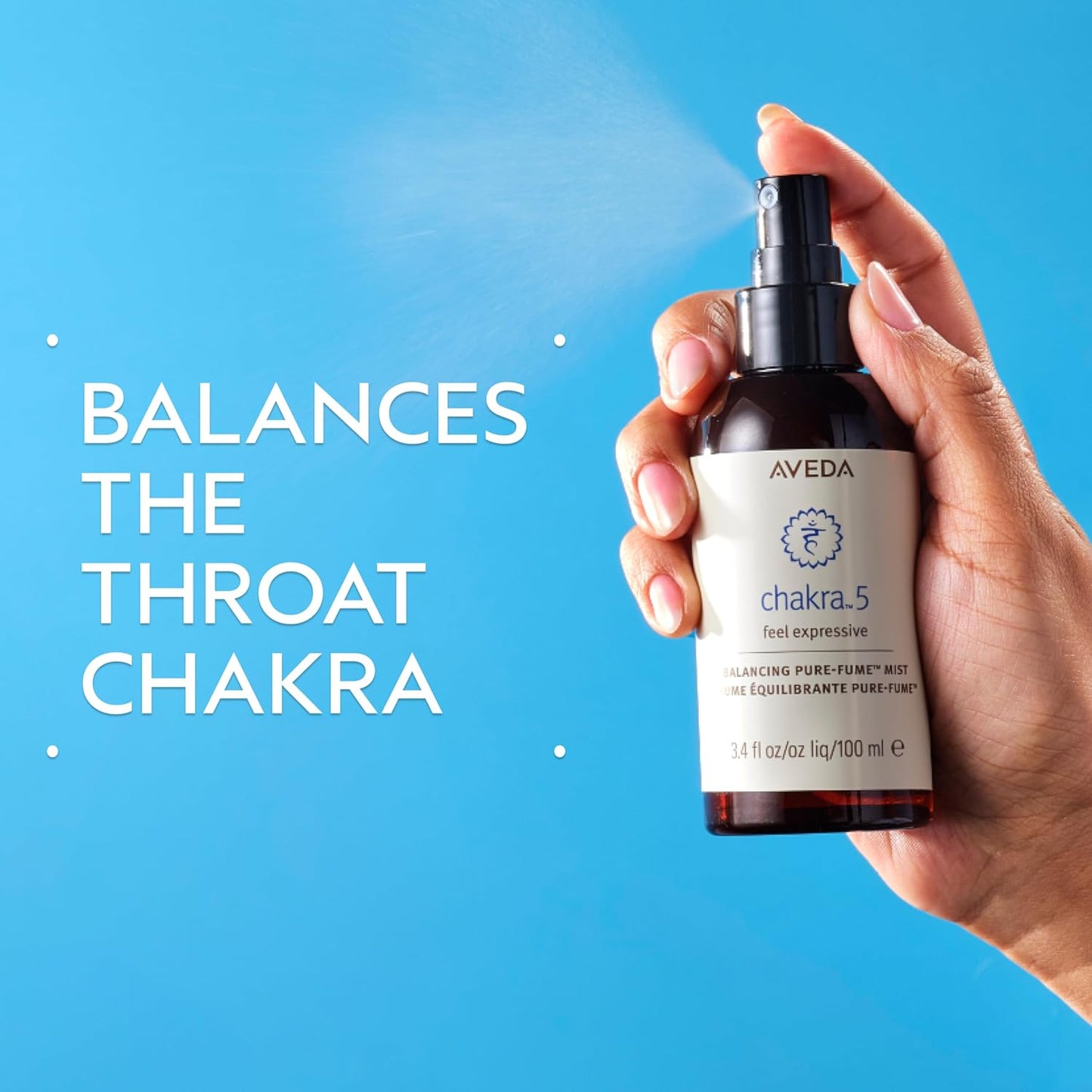 Aveda Chakra 5 Balancing Pure-Fume Mist - Throat & Body Spray | Organic Grapefruit & Ylang Ylang | 3.4 Fl Oz
