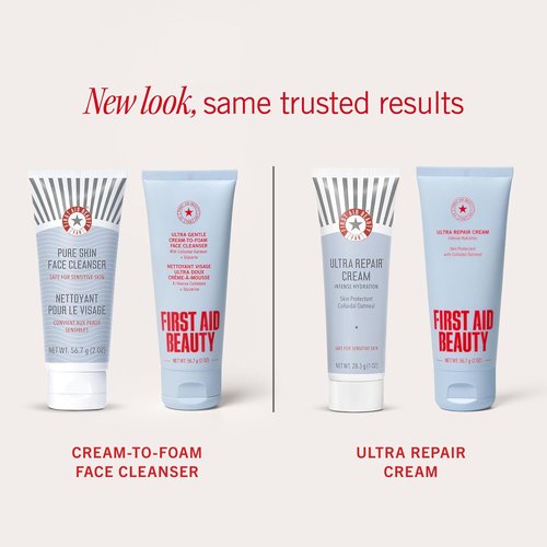 First Aid Beauty Dry Skin Rescue Kit - Hydrating Skincare Set with Cleanser, Facial Pads & Moisturizer