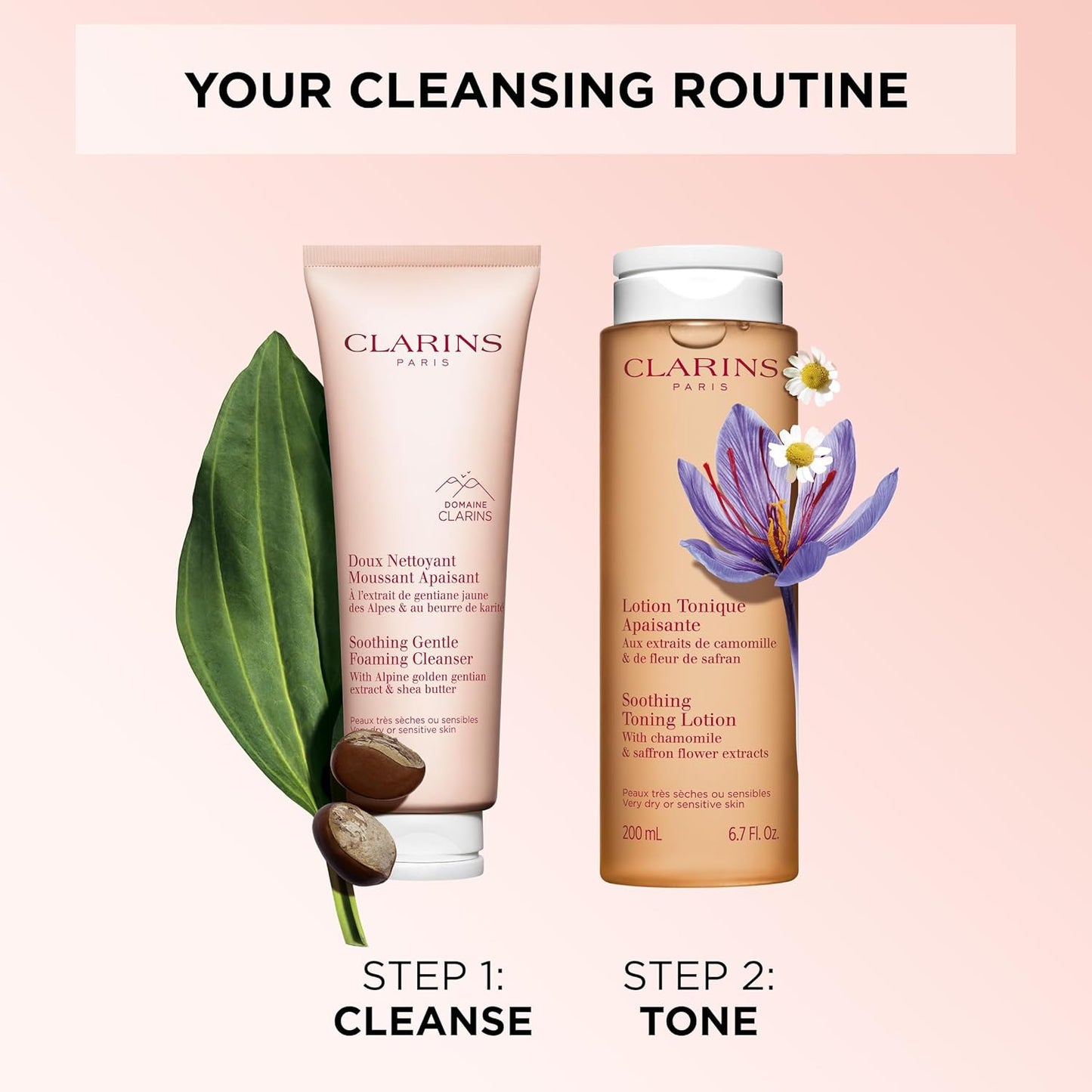 Clarins Soothing Foaming Face Cleanser - Gentle Formula with Nourishing Shea Butter | Soap-Free for Sensitive Skin