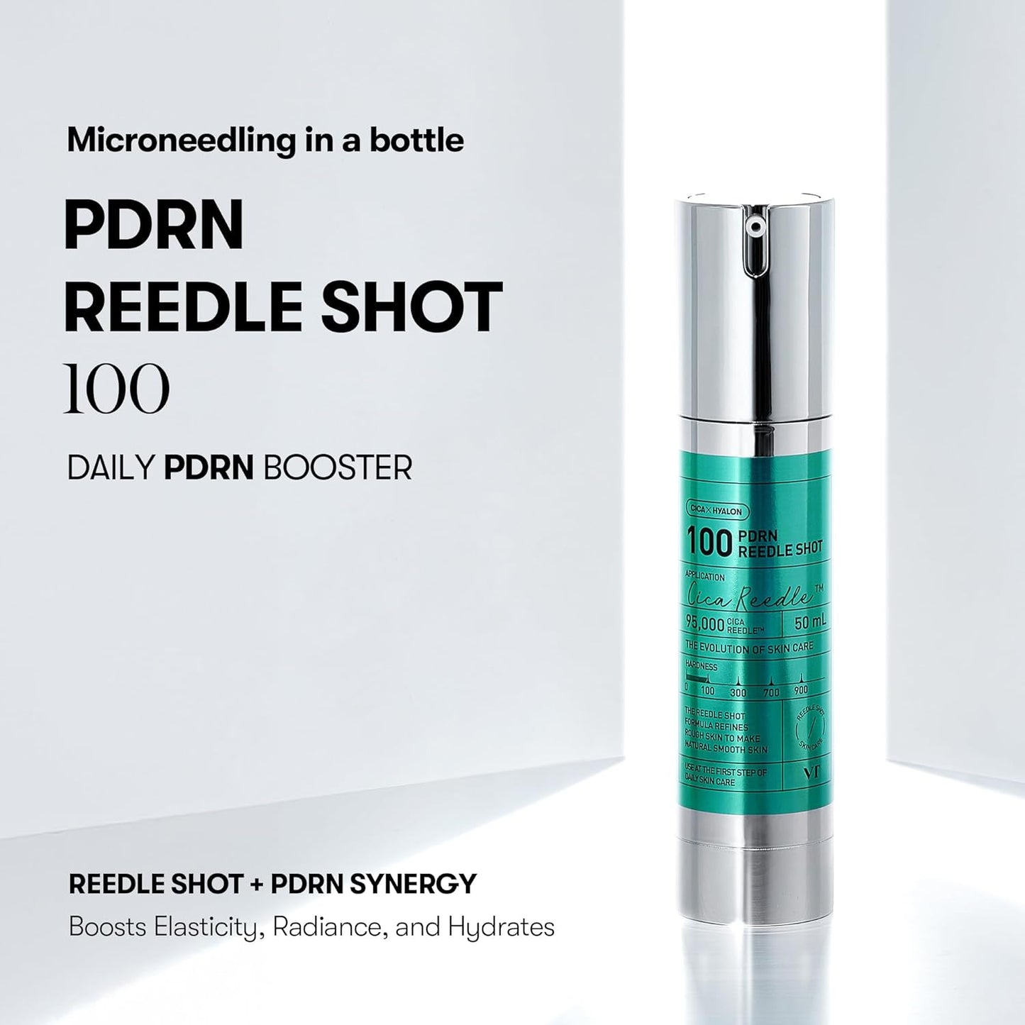 VT COSMETICS PDRN Reedle Shot 100 Serum - Vegan Microneedling Formula with Centella Asiatica | 1.69 fl oz (50ml)