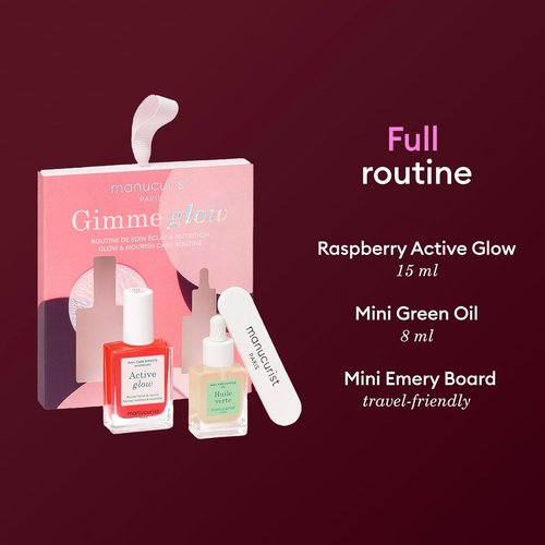 Manucurist Active Glow Raspberry Gift Set - Nail Polish, Cuticle Oil & Mini File Included | Perfect Nail Care Essentials