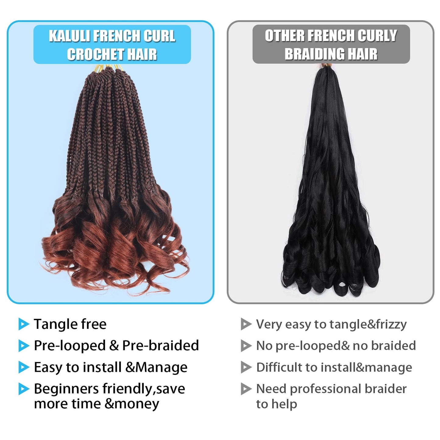 French Curl Braiding Hair Black Ginger Braiding Hair Crochet Braids 10 Inch Goddess Box Braids Crochet Hair Short Crochet Braids French Curls Braids Pre Looped Curly Braiding Hair Extensions(1B/350)