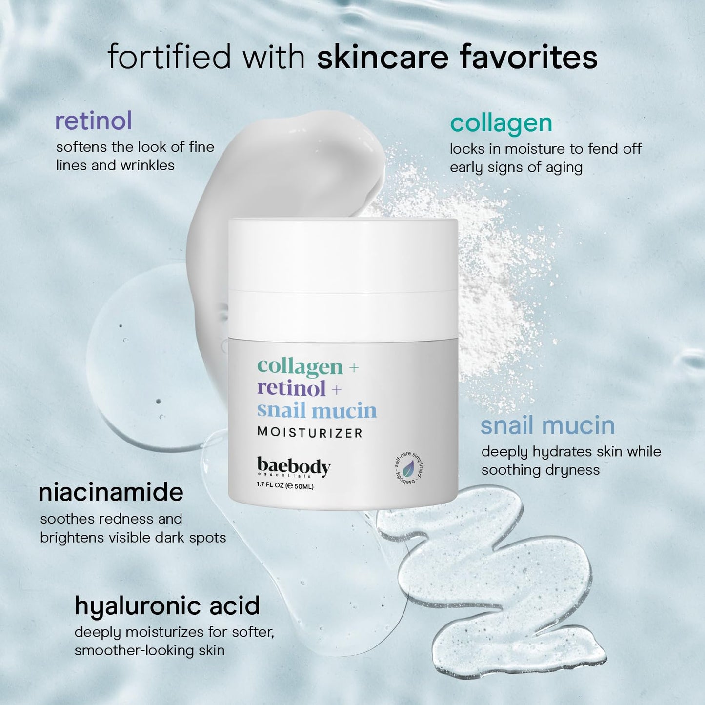 Baebody Collagen Retinol Face Moisturizer - Anti-Aging Cream with Snail Mucin & Hyaluronic Acid (1.7 fl oz)