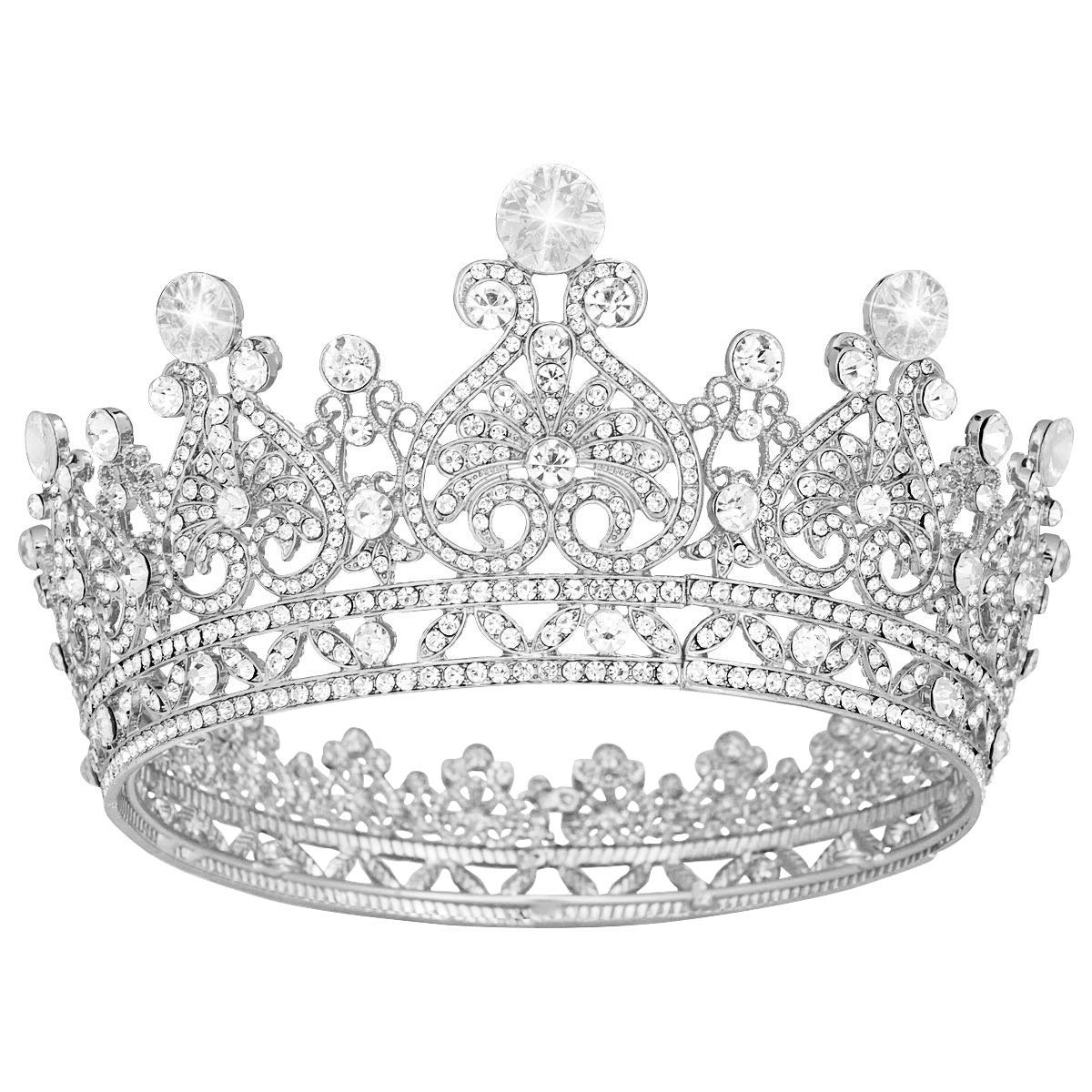 Vofler Crown Silver Tiara for Women Queen-Crystal Rhinestone Hair Jewelry Decor for Ladies Girls Bridal Bride Princess Quinceanera Birthday Wedding Pageant Prom Homecoming Halloween Costume Party