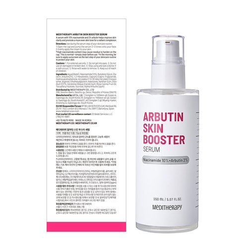 MEDITHERAPY Arbutin Skin Booster Serum for Face 5.07 fl. oz - Korean Face Serum with 10% Niacinamide and 2% Arbutin - Alpha Arbutin Targets Dark Spot, Evens Skin Tone - Gentle on Sensitive Skin