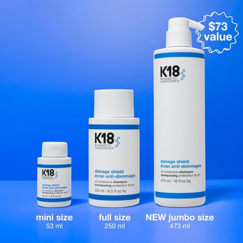 K18 Damage Shield Shampoo - Reduces Frizz & Tangles for Healthy Hair | 10.1 Fl Oz