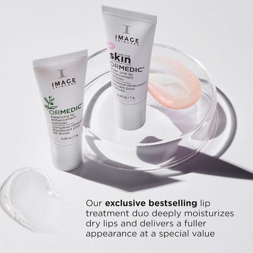 IMAGE Skincare | Ormedic pH Balancing Lip Enhancement Complex - Deep Hydration with Avocado Oil & Vitamin E | Clear & Sheer Pink, Set of 2