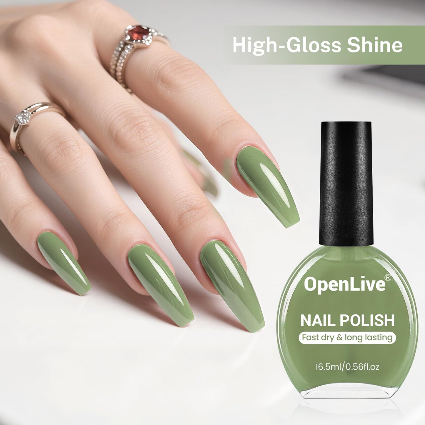 Skiennix Sage Green Nail Polish - Quick Drying, Long Lasting Color | 16.5ml for DIY Home Manicure