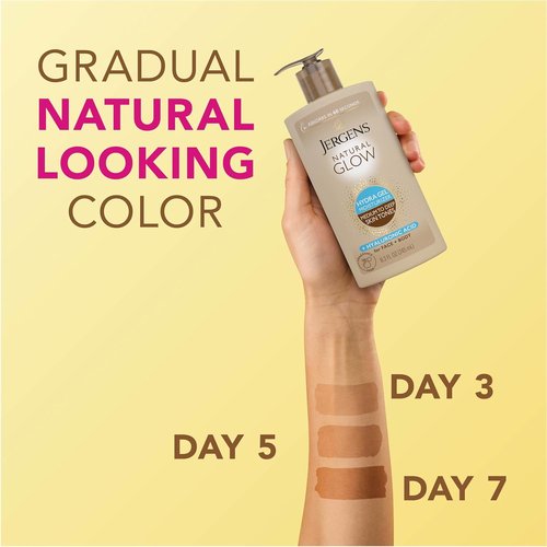 Jergens Natural Glow Hydra Gel Moisturizer - Fragrance-Free Hyaluronic Acid Tanning Lotion | 8.3 Fl Oz