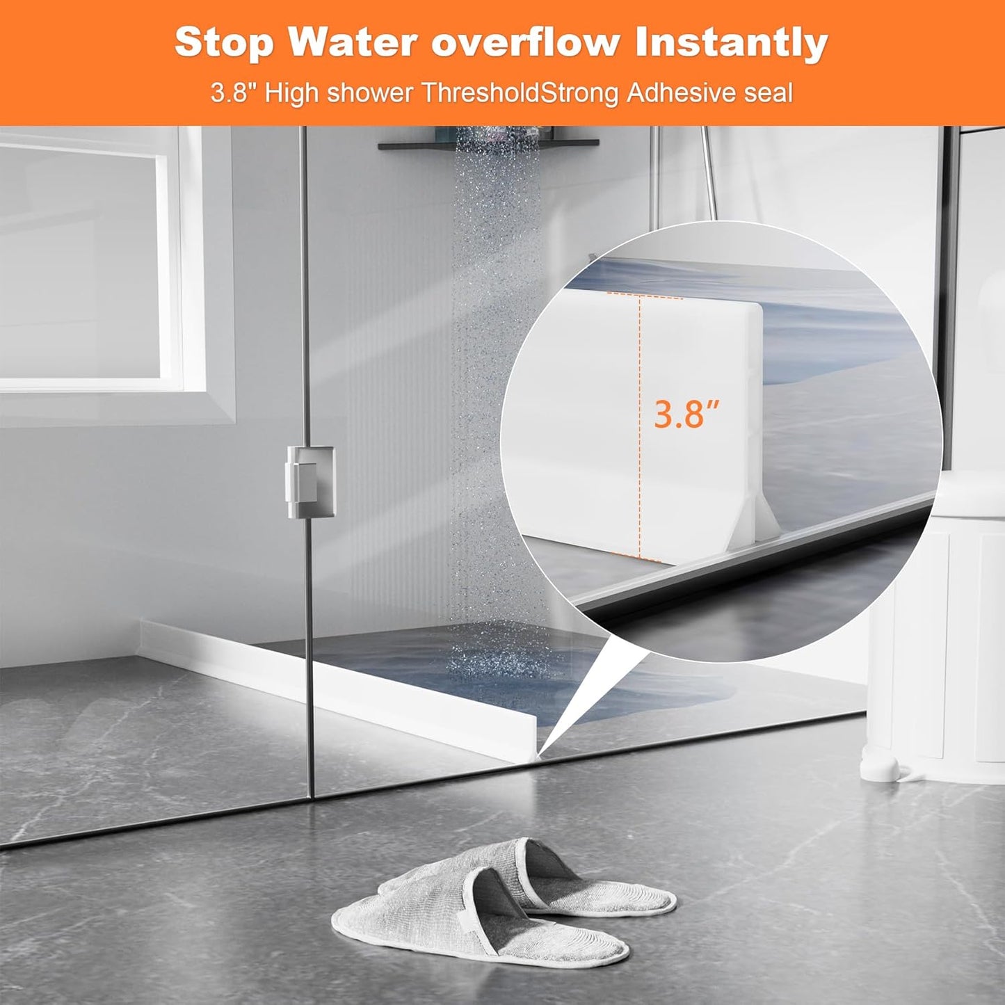 Skiennix 70-Inch Shower Water Dam - Collapsible Splash Guard for Wet & Dry Separation