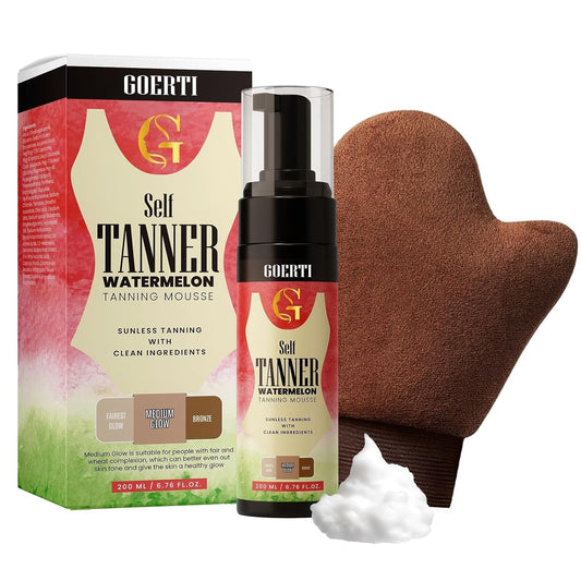 Skiennix Foaming Sunless Tanner | Instant Streak-Free Self-Tanning Mousse | Vegan Watermelon Scented, Quick-Dry Formula for Flawless Medium Tan