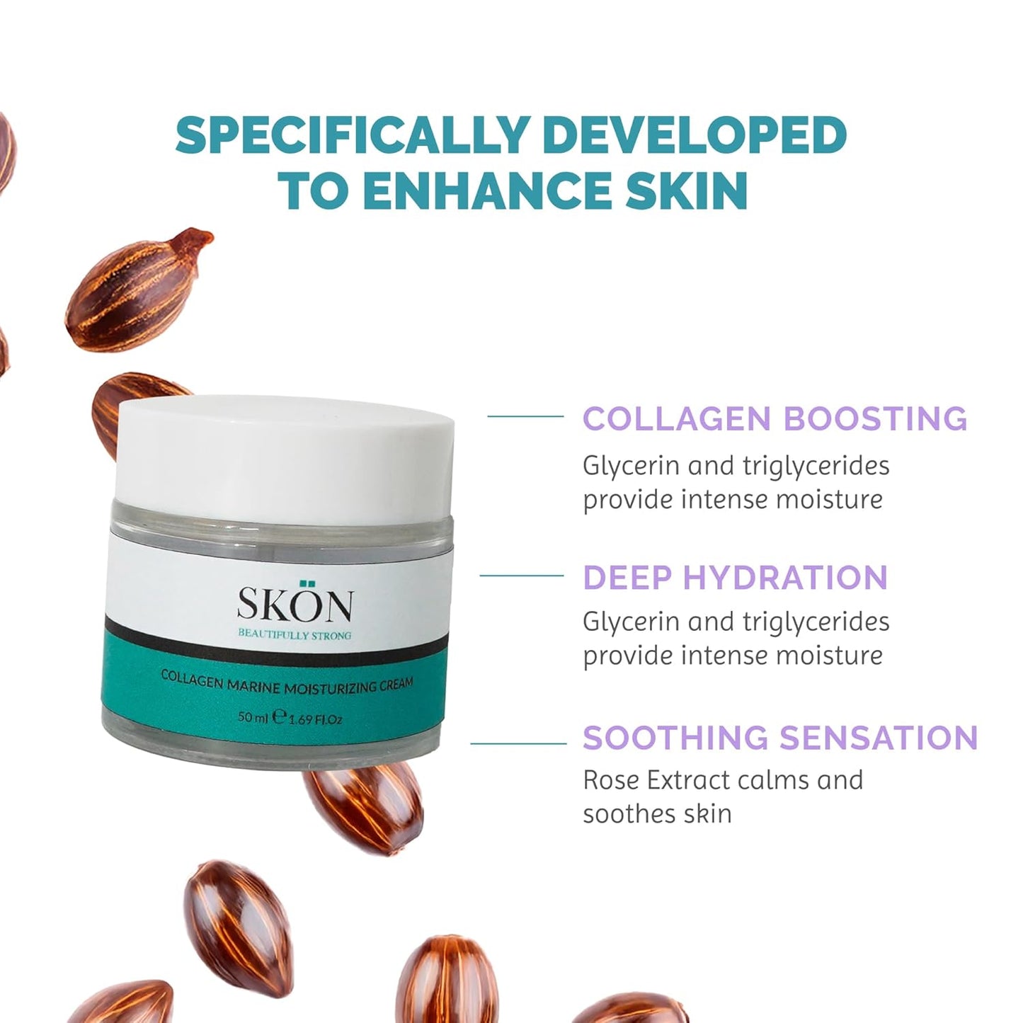 Skön Marine Collagen Cream - Anti-Aging Face Moisturizer for Women | Hydrating Day & Night Cream 50ml
