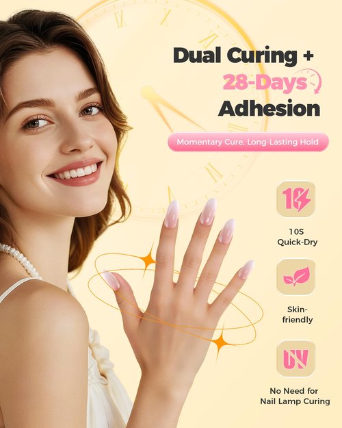 Super Strong Brush On Nail Glue,【Advanced Resin Formula with Deep Micro-Anchoring】 10ml Long Lasting Nail Bond Glue Gel for Press On Nails, Nail Tips & Acrylic Fake Nails, Mess Free & Fast Drying