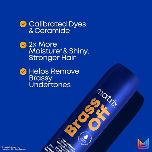 Matrix Brass Off Blue Conditioner - Tones Brassy Orange Undertones | Pigmented Vegan Formula for Color-Treated Hair