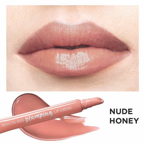 Revlon Kiss Plumping Lip Crème - Hydrating Nude Honey Shade for Full, Luscious Lips