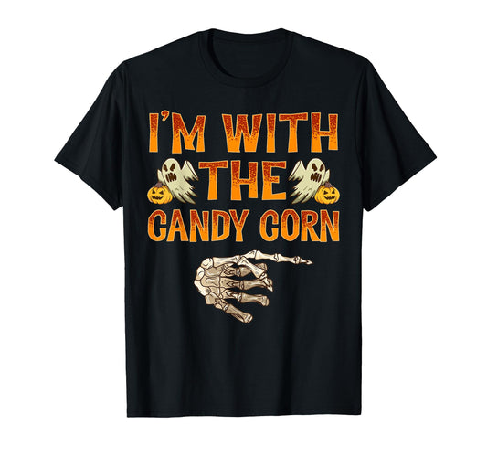 I'm With The Candy Corn Shirt Costume Funny Halloween Couple T-Shirt