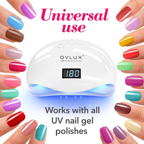 OVLUX 180W UV LED Nail Lamp - Fast Professional Gel Nail Dryer with 57 LEDs & Auto Sensor | LCD Display